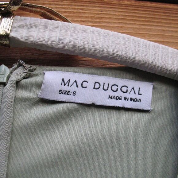 Mac Duggal Green Multicolor Embroidered V Neck Cap Sleeve Midi Dress 35104 - Picture 13 of 14